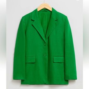 & Other Stories LA ATELIER Green sIngle-breasted linen blazer BNWT Size 4